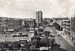 IGLESIAS - PIAZZA OBERDAN E VIA GRAMSCI - MOVIMENTATA - AUTO D'EPOCA - CARTOLINA FG SPEDITA ANNI 60 - Iglesias