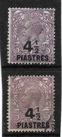 BRITISH LEVANT 1921 4½pi On 3d VIOLET AND 4½pi On 3d BLUISH VIOLET SG 44,44a FINE USED Cat £7.50 - Levante Británica