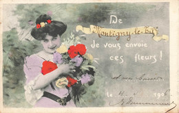 De MONTIGNY Le TILLEUL, Je Vous Envoie Ces Fleurs - Carte Colorée Et Circulé En 1906 Vers Chatelineau - Montigny-le-Tilleul