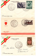 INSIEME DI 11 BUSTE TUTTE FDC TRIESTE SERIE COMPL. " RICOSTR.PONTE ALPINIA BASSANO DEL GRAPPA"+ " 75° ANNIV.DEL UPU" + " - Poststempel