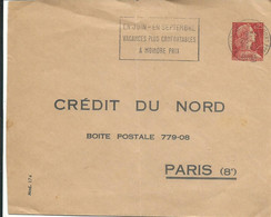 ENTIER MARIANNE DE MULLER 25c CREDIT DU NORD OBLITERATION OMEC  DE 1962 LETTRE COVER - Umschläge Mit Aufdruck (vor 1995)