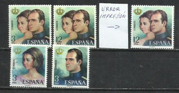 7584H-SERIE COMPLETA CON ERROR IMPRESION REY JUAN CARLOS 1975 Nº2302/2305 VEA FOTO ANEXA. - Errors & Oddities