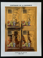 Madagascar Madagaskar 1990 Mi. 1298A Feuillet Kleinbogen Général Charles De Gaulle Centenaire Naissance Gold Or Doré - Madagaskar (1960-...)