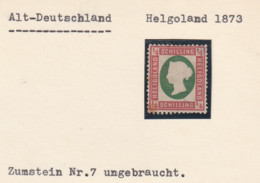 Briefmarke  Ungebraucht  Mit Falz *- Helgoland 1873 - Héligoland