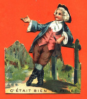 CHROMO DECOUPI Gaufré " Jeune Garçon En Costume " C'etait Bien La Peine ! " " - Infantes