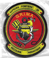 Ecusson PVC SAPEURS POMPIERS G.R.I.M.A 2B CORSE Groupe Recherche Intervention Milieu Aquatique - Pompiers