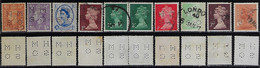 Great Britain 1949 / 1980s 10 Stamp With Official Perfin HM/SO Her / His Majesty Stationery Office Lochung Perfore - Officials