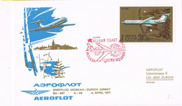 49094. Carta Aerea MOSCU (Rusia) 1971. AEROFLOT, Vuelo Moscu A Zurich - Storia Postale