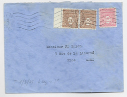 FRANCE ARC TRIOMPHE 25C PAIRE +1FR50 ROSE  LETTRE MEC PARIS 11 OCT 1945   AU TARIF - 1944-45 Triumphbogen