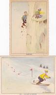 Lot De 2 Cpa - Illustrateur O . Poisson - Humoristique - Sport D'hiver - Ski- Edi.... - Sports D'hiver