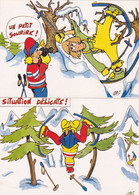 Lot De 2 Cpa - Illustrateur .J. V.D.B  ( VAN DEN BOSCH )- Humoristique - Sport D'hiver - Ski - Edi N°101 , 105 - Sports D'hiver