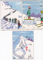 Lot De 3 Cpa - Illustrateur Pier  ( Pierre Corbex )- Humoristique - Sport D'hiver - Ski - Edi N°12 , 207 , 202 - Sports D'hiver