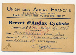 FRANCE - 2 X Union Des Audax Français - Brevet D'Audax Cycliste - Mai 1961 Et Juin 1971 - Radsport