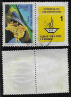 Brazil RHM-C-2720 Personalized Stamp Flag And Yellow Ipe Issued In 2007 Allusive To Forum To End Hunger And Misery Used - Personnalisés