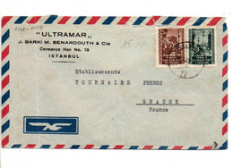 TURQUIE AFFRANCHISSEMENT COMPOSE SUR LETTRE A EN TETE DE ISTANBUL POUR LA FRANCE 1953 - Brieven En Documenten