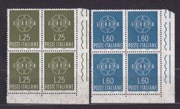 1959 Italia Italy Repubblica EUROPA CEPT  EUROPE 4 Serie Di 2 Valori In Quartina MNH** CATENA 6 ANELLI - CHAIN Block 4 - 1959