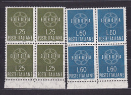 1959 Italia Italy Repubblica EUROPA CEPT  EUROPE 4 Serie Di 2 Valori In Quartina MNH** CATENA 6 ANELLI - CHAIN Block 4 - 1959