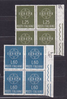 1959 Italia Italy Repubblica EUROPA CEPT  EUROPE 4 Serie Di 2 Valori In Quartina MNH** CATENA 6 ANELLI - CHAIN Block 4 - 1959