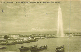 SUISSE - Genève - Le Jet D'eau Et La Jetée Des Eaux-Vives - Barques  - Carte Postale Ancienne - Genève