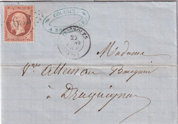 France N°23 Sur Lettre - TB - 1862 Napoleon III