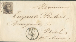N°14 - Médaillon 10 Centimes Brun, Obl. LP.46 Sur Enveloppe De BOOM Le 15 Avril 1865 Vers Niel - Superbe - 20808 - 1863-1864 Medallones (13/16)