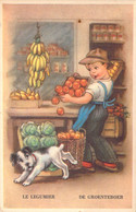 CHIENS - Chien Qui Fait Trébucher Un Marchand De Fruits - Le Légumier - De Groenteboer - Carte Postale Ancienne - Honden