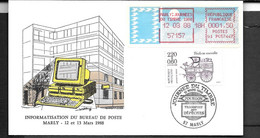 Sur Enveloppe "journée Du Timbre 12-03-88" Affrt.vignette à 1,50ff Et Timbre N°2525 De Feuille; - 1985 Carta « Carrier »