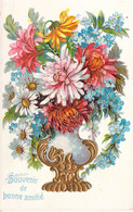 SOUVENIR DE BONNE AMITIE - Vase De Fleurs Multi Couleurs - Carte Postale Ancienne - Autres & Non Classés