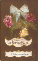 Un Bonjour De St Germain Des Fossés - Panier En Osier Avec Des Fleurs De Couleur  - Carte Postale Ancienne - Sonstige & Ohne Zuordnung