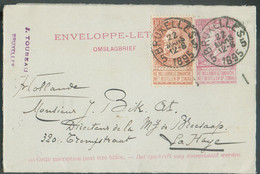 E.P. Enveloppe-lettre 10c. Fine Barbe + Tp 10c. Obl. Sc BRUXELLES 5 Du 22 Mars 1895 Vers La Haye.  TB  - 20827 - Briefumschläge
