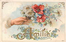 FLEURS - Pâquerette - Coquelicot Fleur Bleue - Amitiés - Carte Postale Ancienne - Flowers