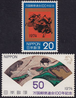 Japón 1974 Correo 1128/29 **/MNH 100º Aniv. De U.P.U.(2val.) - Neufs