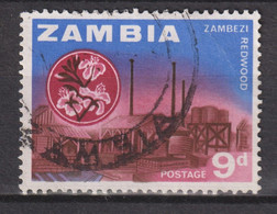 1964 Zambia / Sambia Mi:ZM 7°,Yt:ZM 10°, Zambezi Sawmills And Redwood Flower / Zambezi-Sägewerke Und Redwood-Blumen - Zambia (1965-...)