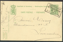 E.P. Carte 5 Centimes Obl. Griffe Ambulant BETTINGEN-ETTELBRUCK F.C. Du 1/7 1907 Vers Luxembourg - 20838 - Enteros Postales