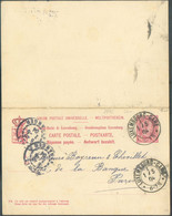 E.P. Carte Double 10 + 10c. Obl. Dc LUXEMBOURG-GARE 1/5 1904 Vers Paris (arrivée 2/05), Verso : Dc Bleu ECRIT LE 5 Mai 1 - Postwaardestukken