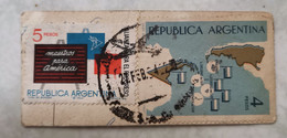 Argentina Fragment Teachers For América Stamp 1963 And 4 Pesos Map - Oblitérés