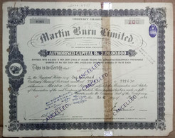 INDIA 1946 MARTIN BURN LIMITED, CONSTRUCTION INDUSTRIES....SHARE CERTIFICATE, REPAIRED - Industrie