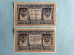 2 Banknotes Imperial Russia - 1 Rubel 1898 (HB-375 - HB-480) - Russie