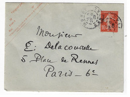 MURAT Cantal Lettre Entier Postal 10c Semeuse Sur Enveloppe 123x96 Mill 730 Avec Inscription Expéditeur Yv 138-E2 St E13 - Standard- Und TSC-Briefe (vor 1995)