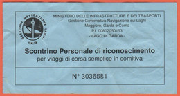 ITALIA - LAGO DI GARDA - Gestione Navigazione Laghi - Corsa Semplice In Comitiva - Usato - Europa