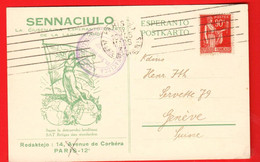 ZUQ-31 Sennaciulo  Litho   Used From Paris To Genevfa In 1934. - Esperanto