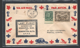 1932  Last Flght  Innipeg To Edmonton  Fligt 3209d - Premiers Vols