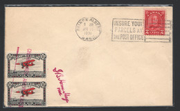 1931  Semi-Official Air Mail Prince Albert SK To Pelicn Narrrows CL46 Pair Unaddressed - Vignettes Locales Et Privées