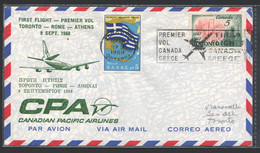 1968  First CPA Flight Toronto - Rome - Athens - First Flight Covers