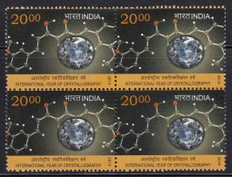 India MNH 2014,  Block Of 4, Crystallography, Study Of Mineral, Physics, Chemistry, Biology. Medicine, Pharmacy, X-Ray - Blocs-feuillets