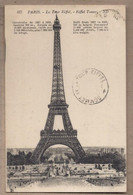 CPA 75 - PARIS - LA TOUR EIFFEL - TB PLAN Oblitération - TAMPON SOMMET DE LA TOUR 1923 - Tour Eiffel