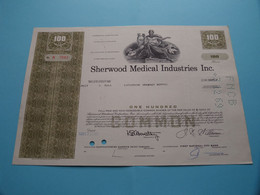 SHERWOOD MEDICAL INDUSTRIES Inc. - 100 Shares $ N° N 7843 - Anno 1968 > ( See / Voir Scan) USA ! - S - V