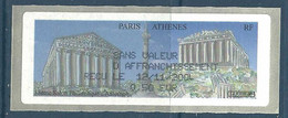 Vignette De Distributeur - LISA - ATM - Recu - Paris Athènes - 1999-2009 Vignette Illustrate