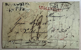 BAYSWATER / 2 PY P.PAID (London Westminster GB)1824 Entire>Paris France"ANGLETERRE" (cover Lettre Horse Cheval - ...-1840 Prephilately