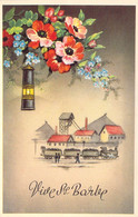 FANTAISIE - Illustration Non Signée - Vive Ste Barbe - Mine - Fleurs - Carte Postale Ancienne - Autres & Non Classés